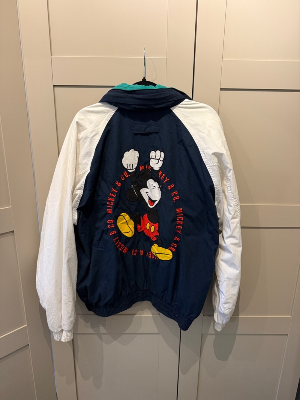 Vintage Mickey Mouse Colorblock Windbreaker - Navy, White, Red, Yellow